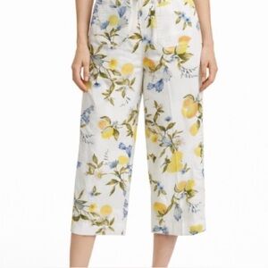 Bagatelle Floral Fruit Print Wide Leg Crop Women Size 4 Pants Vacation Comfort